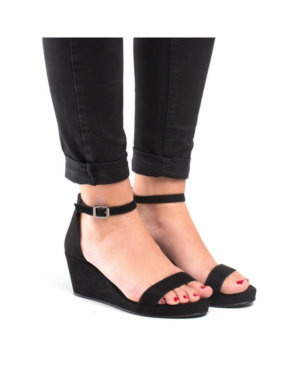 Linda Black Wedge Sandals