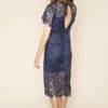 Hannah Guipure Lace Short Sleeved Midi Dress Look no further for the perfect occasion dress this season! Beautifully crafted in dark blue guipure lace that delicately hugs your figure, our Hannah midi dress will showcase your curves in the classiest of ways.