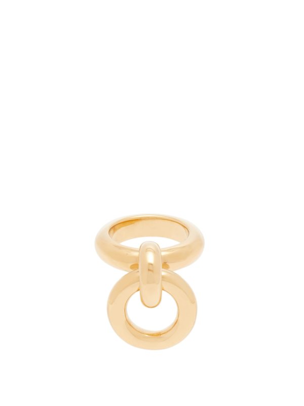 Hoop-charm gold-plated sterling silver ring