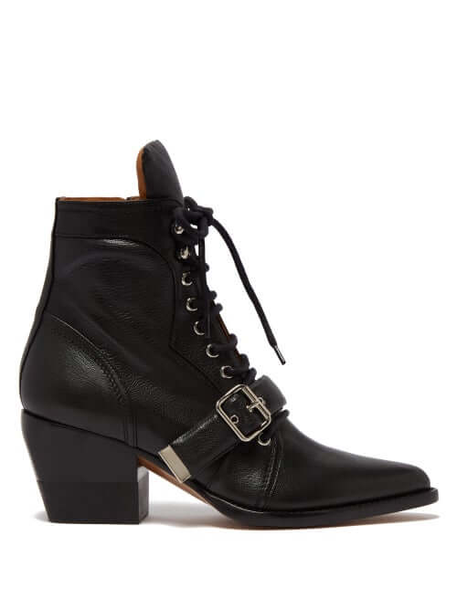 Chloé - Rylee Grained Leather Ankle Boots