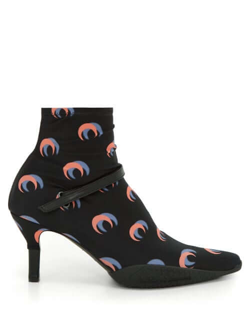 Marine Serre - Crescent Moon Print Stretch Jersey Ankle Boots