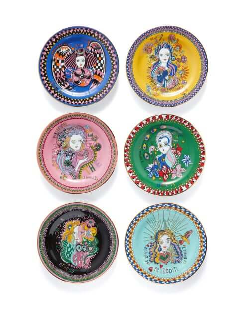 La Doublej - Set Of 6 Goddess Porcelain Dessert Plates