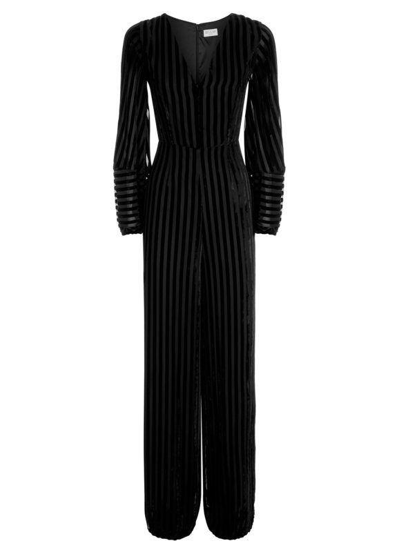 Aaloka Striped Velvet Black Jumpsuit