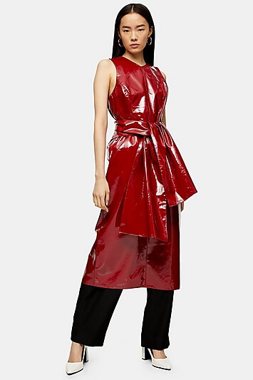 Red Patent Leather Wrap Dress