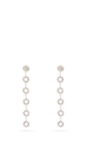 Etro - Crystal Embellished Floral Drop Earrings - Womens - Silver