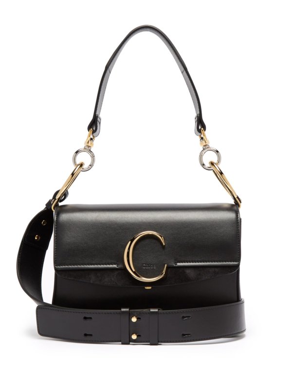 CHLOÉ The C leather and suede shoulder bag