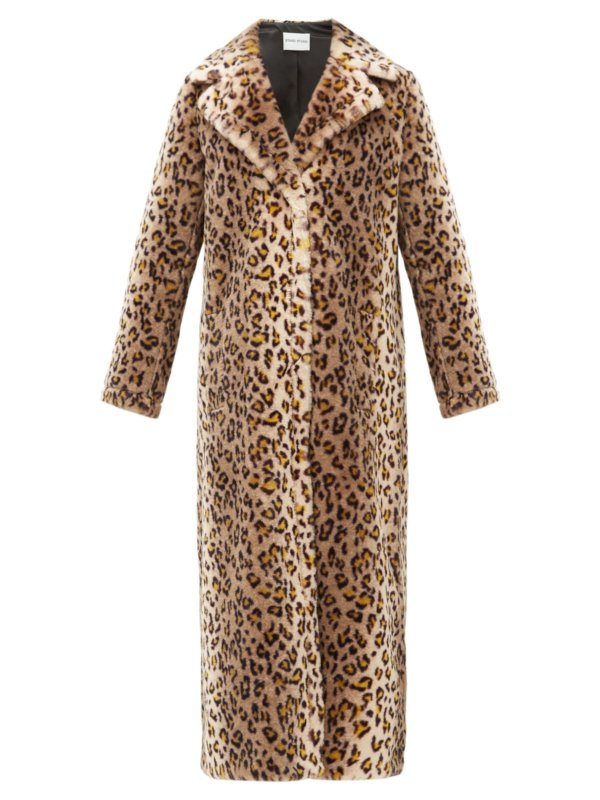 STAND STUDIO Alena leopard print faux-fur coat