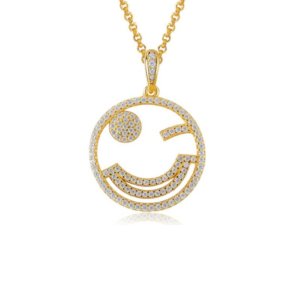 Avilio London emoji adorable wink necklace gold and silver