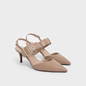 nude studded slingback heels whales and Keith