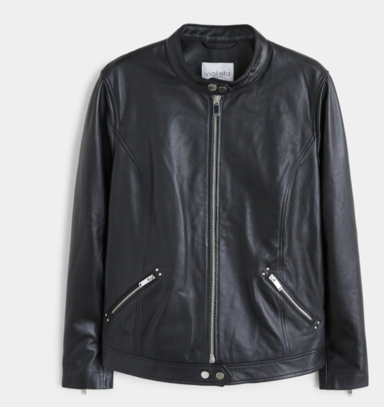 Mango Womens Black Leather Jacket