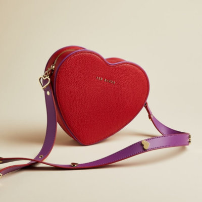 Ted Baker Red heart shapped leather cross body bag