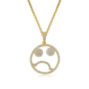 Opes Robur sad face silver necklace