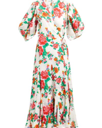 Rhode Fiona Floral Print Cotton Wrap Dress |