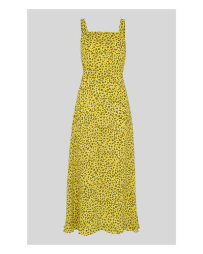 Whistles Llora Clouded Leopard Dress Yellow