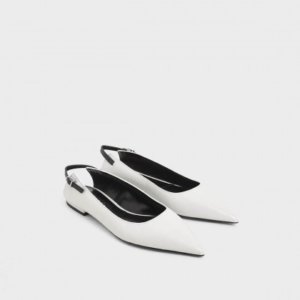 Charles and Keith white ballet croc pumps
