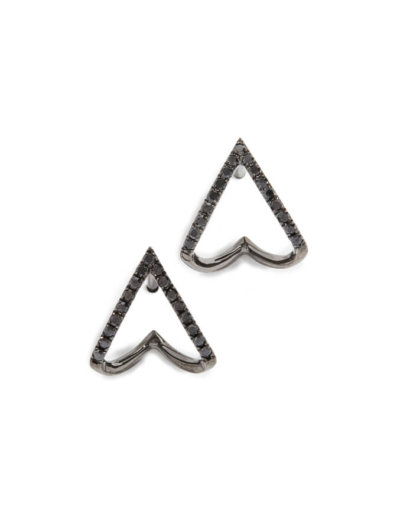 AW20 LFW EF Collection 14k Black Diamond Chevron Huggie Stud Earrings