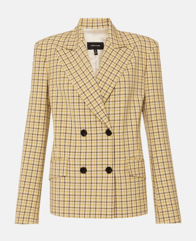spring essential karen miller Shadow Check Double Breasted Jacket