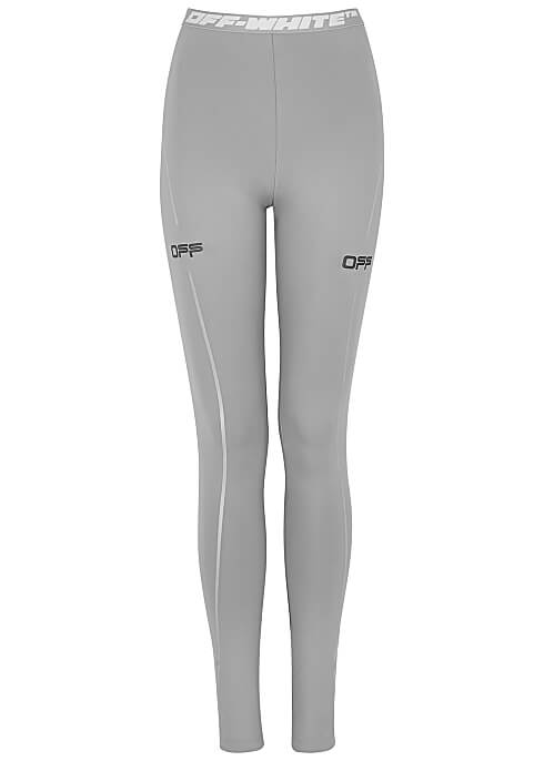 OFF-WHITE Active grey stretch-jersey leggings