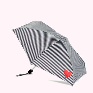 Black and White Stripes and Heart Umbrella