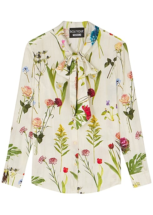 cream floral print blouse