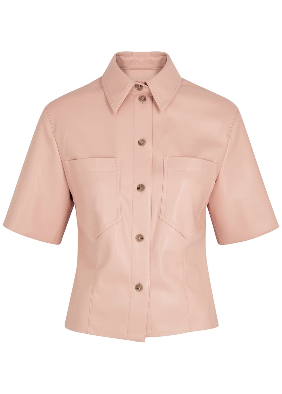 pink leather shirt