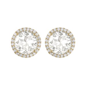 Grace 18ct Yellow Gold, White Topaz and Diamond Earrings