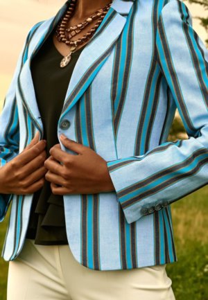 Blue Striped Sporting Jacket Ladies Jackets Koy Clothing
