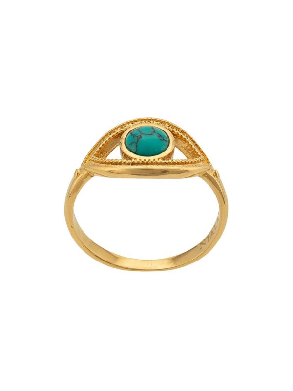 green stone eye ring in gold