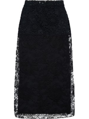 Prada floral lace midi skirt - Black