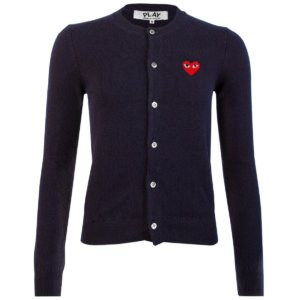 N033 Red Heart Cardigan Navy Xs Navy/red