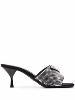 Prada crystal-embellished open-toe sandals - Black