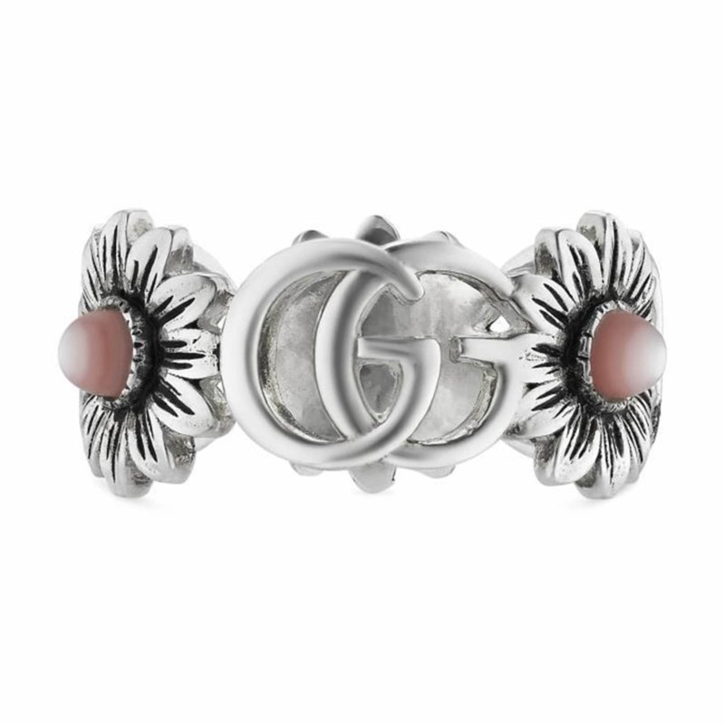 Gucci GG Marmont Silver & Mother of Pearl Ring - Ring Size L