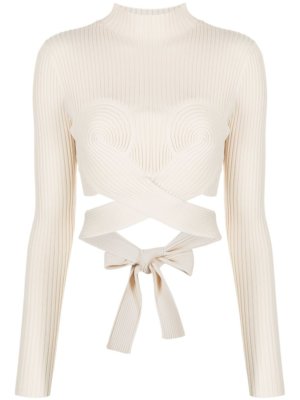 Dion Lee Spiral ribbed-knit top - Neutrals