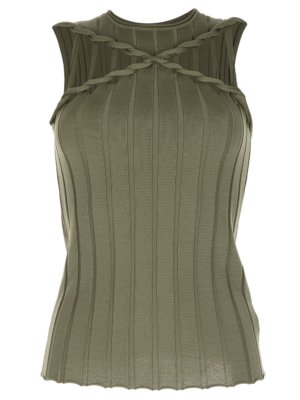 Dion Lee braided cut-out knitted top - Green