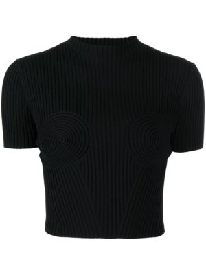 Dion Lee cropped ribbed T-shirt - Black