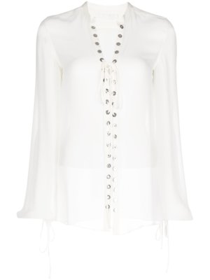 Dion Lee eyelet sheer lace top - White