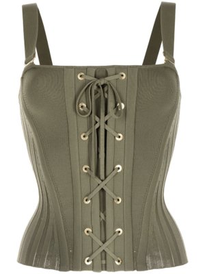 Dion Lee laced corset bodice top - Green