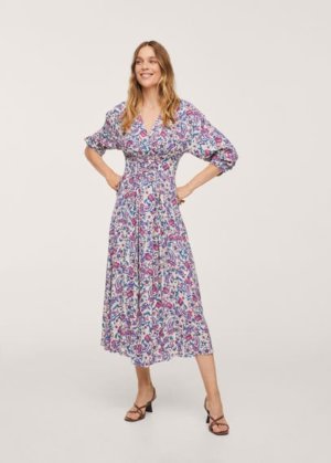 Floral print dress ecru - Woman - 10 - MANGO