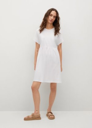 Frill cotton dress off white - Woman - 10 - MANGO