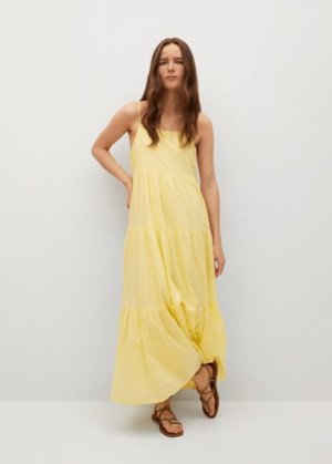 Frill cotton dress yellow - Woman - 6 - MANGO