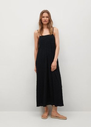 Knit cotton-blend dress black - Woman - 6 - MANGO