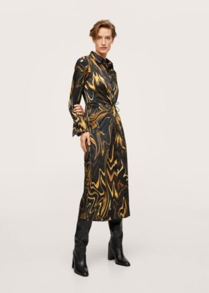 Marble print dress black - Woman - 6 - MANGO