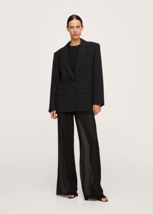 Oversized woollen suit jacket black - Woman - XL - MANGO