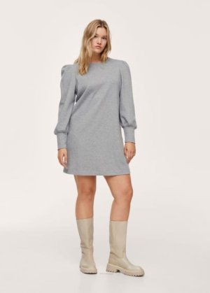 Plus size - Knit cotton-blend dress grey - 22 - MANGO