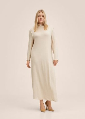Plus size - Knitted maxi dress ecru - 24 - MANGO