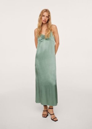 Satin camisole dress green - Woman - 14 - MANGO