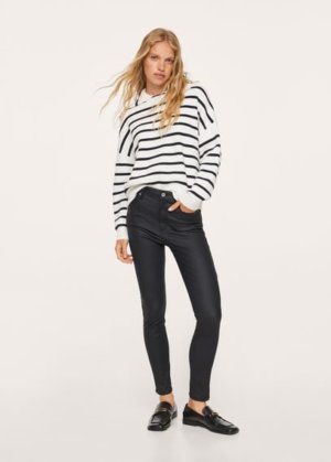Skinny coated jeans black - Woman - 12 - MANGO