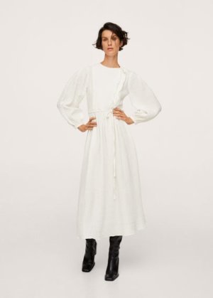 Textured cotton-blend dress ecru - Woman - 8 - MANGO