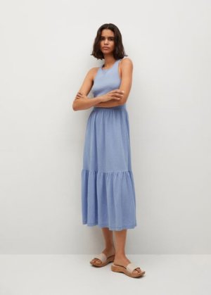 Textured ruffled dress sky blue - Woman - 12 - MANGO