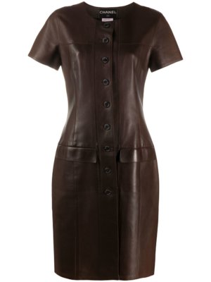 Chanel Pre-Owned 1999 leather shift dress - Brown
